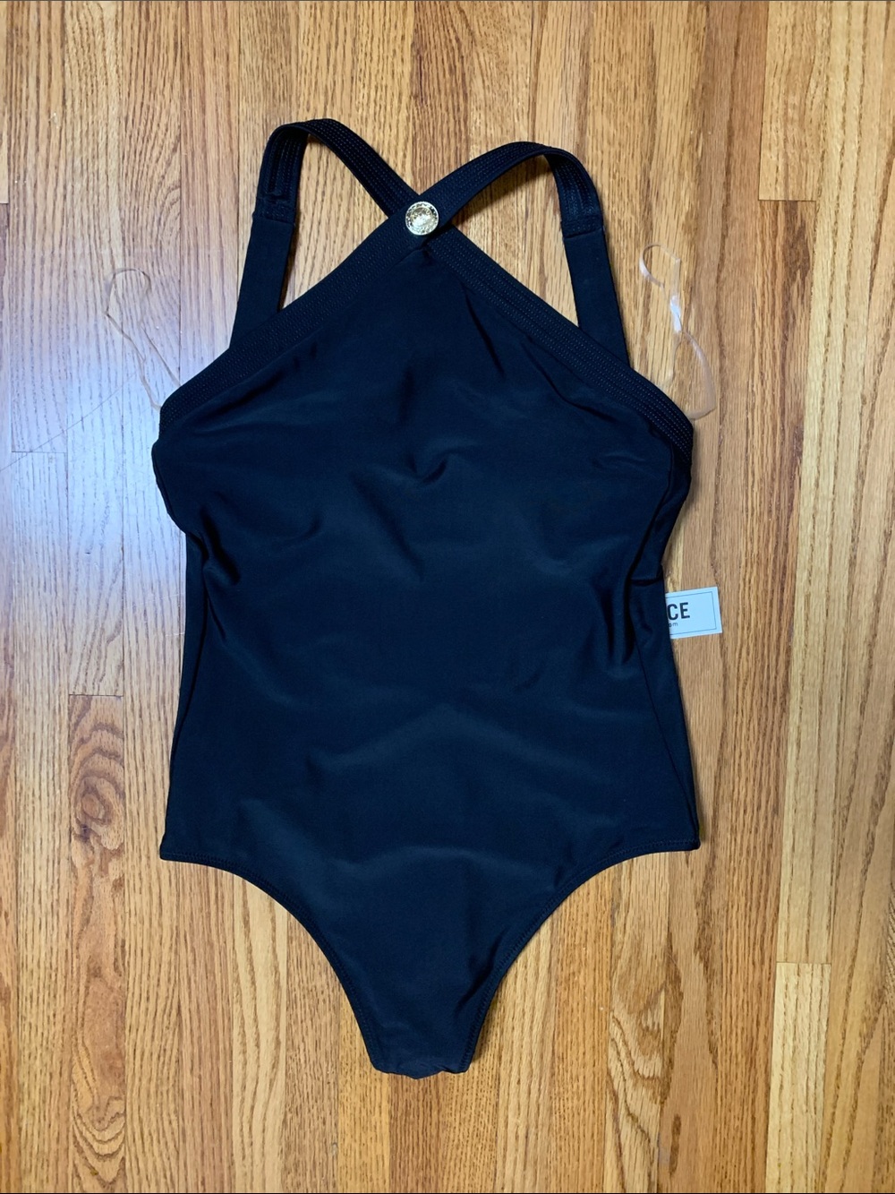 L’AGENCE swimsuit - black high neck one piece bathing suit, Gabrielle small